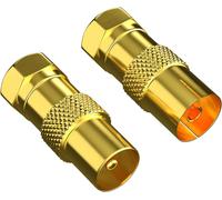 Satellite Coaxial Adapter (1 x F Plug to IEC Antenna Plug, 1 x to Antenna Plug) Coaxial Coupler for Coaxial Cable Connector Gold Plated Antenna Cable