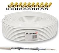 Satellite Coaxial Cable SAT 135dB Shielded 4 Layers Compatible with DVB-S/S2, DVB-C, DVB-T - 4K 1080p Full HD HDTV - Coaxial Antenna Cable for CATV Installations + 10 F Connectors
