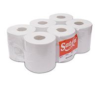 saten bs1972095 Bobine sèche-mains, papier recyclé, 2 couches, lisse, largeur 195, 20 gr, 145 m (Pack de 6 Unités)