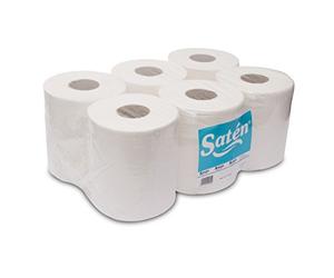 saten bs2383264 Bobine sèche-mains cellulose, vierge, 2 couches, gaufré, largeur 230, 19 gr, 170 m (Pack de 6 Unités)
