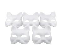Saterkali 1/5 masques de chat à faire soi-même, sangles élastiques réglables en papier à peindre, pour costume d'Halloween, cosplay, esprit félin, accessoires de fête, cadeau blanc, 1 pièce