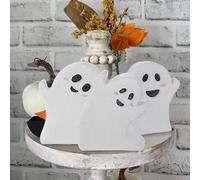 Saterkali 3PCS / Set Halloween Tiered Tray Decor Decorations intérieure, Ornement de Plateau à titres fantômes Ferme Farmure en Bois Rustique Farmhouse Rustic Decor Set pour la Table de Table Home