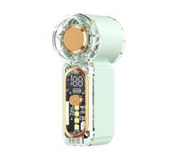 Saterkali Handheld Fan, Mini Portable Personal Fan with Transparent Body and Digital Display, 100 Adjustable Speeds, Small Pocket Cooling Device with Emergency Light for Travel and Commuting Vert