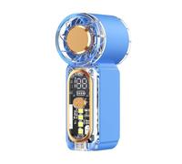 Saterkali Handheld Fan, Mini Portable Personal Fan with Transparent Body and Digital Display, 100 Adjustable Speeds, Small Pocket Cooling Device with Emergency Light for Travel and Commuting Bleu
