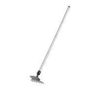 Saterkali Râteau de désherbage, 2 en 1 réglable à long manche en acier inoxydable, 6 griffes, sarcloir manuel de jardin, binette robuste, pour pelouse, terrasse, cour, ameublissement du sol, outil de