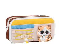 Saterkali Trousse à crayons de grande capacité, en tissu Oxford en forme de fromage, double fermeture éclair, légère et durable, pour l'école primaire, étudiant, papeterie, cadeau, E