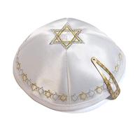 satin 20 cm blanc brodé Magen David Kippa juive Kippa Kippa Synagogue
