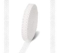 Satin Blanc Vintage Avec Bordure en Dentelle de Coton - 15 m de Bande Décorative de 2 cm - Ruban pour Couture Artisanale