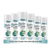 Satin Care Sensitive, Gel à Raser pour Femmes, Aloe Vera, 6 x 75 Ml | Formule Spécifiquement Conçue pour Les Peaux Sensibles Protège des Irritations Dues au Rasage