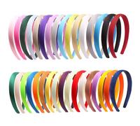 Satin Headbands, 33PCS 1 Inch Wide Girls Headbands, Colorful Plain, Anti-Slip for Women Girls DIY Craft