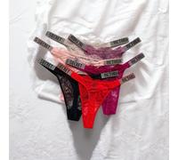 Satin lettre strass string femmes sous-vêtements Sexy dentelle Lingerie taille basse sans couture culotte culotte 1233HEI