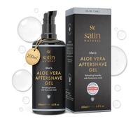 Satin Naturel Gel Aloe Vera & Acide Hyaluronique 200ml - Soin 3-en-1 Homme : Après-Rasage, Crème Hydratante Visage, Gel Cheveux & Anti-Cernes