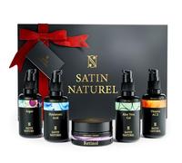 Coffret Cadeau Femme - Serum Vitamine C Visage + Acide Hyaluronique Serum Visage + Huile Argan + Gel Aloe Vera + Creme Hydratante Visage 5x30ml, Satin Naturel