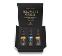 Coffret Cadeau Femme - Cadeau Femme - Serum Vitamine C + Creme Hydratante Visage + Serum Acide Hyaluronique Visage 3x30ml, Idee Cadeau Femme - Boite Cadeau - Satin Naturel