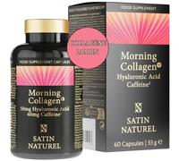 Satin Naturel Collagène Marin Hydrolysé avec Acide Hyaluronique, Caféine, Guarana, Chlorelle & Vitamines B12 B6 - Complément Alimentaire Beauté & Énergie - Fabriqué en Allemagne