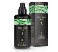 Aloe Vera Gel + Acide Hyaluronique pour Homme 200ml, Produit 3-1 Apres Rasage Homme + Creme Hydratante Visage homme + Gel Aloe Vera Cheveux + Anti Cerne Homme - Soins pour le Visage par Satin Naturel