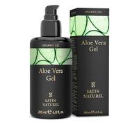 Gel Aloe Vera Bio + Acide Hyaluronique 200ml - Soin Apres Soleil pour le Visage, Corps pour une Peau Hydratée et Apaisée - Gel Aloe Vera Cheveux Plaquage - Aloe Vera Visage Vegan par Satin Naturel
