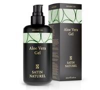Gel Aloe Vera Bio + Acide Hyaluronique 200ml - Soin Apres Soleil pour le Visage, Corps pour une Peau Hydratée et Apaisée - Gel Aloe Vera Cheveux Plaquage - Aloe Vera Visage Vegan par Satin Naturel