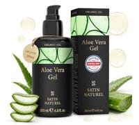 Gel Aloe Vera Bio + Acide Hyaluronique 200ml - Soin Apres Soleil pour le Visage, Corps pour une Peau Hydratée et Apaisée - Gel Aloe Vera Cheveux Plaquage - Aloe Vera Visage Vegan par Satin Naturel