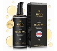 Huile Barbe Homme Bio 100ml, ✓ Soin Barbe Homme ✓ Huile Pousse Barbe ✓ Barbe Soignée - Huile d'Argan + Huile Amande Douce + Huile de Jojoba - Huile de Barbe pour Peaux Sensibles par Satin Naturel