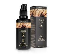 Satin Naturel Huile Barbe Homme Bio 100ml - Argan, Amande Douce & Jojoba - Soin Barbe pour Pousse & Douceur - Barbe Soignée & Hydratée - Pour Peaux Sensibles