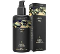 Huile De Ricin Bio Vegan Pressée A Froid, Pour Cils, Visage, Cheveux Et Des Ongles - Bouteille En Verre Anti Lumiêre 200 Ml - 100% Pure Et Naturelle - Cosmétiques Satin Naturel