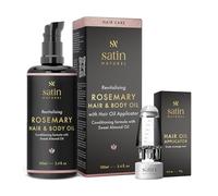 Satin Naturel Huile de Romarin Bio Cheveux 100 ml - Huile Capillaire au Rosemary pour Cuir Chevelu et Cheveux - avec Huile de Tournesol et Amande - avec Applicateur pour Massage du Cuir Chevelu