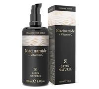 Niacinamide Serum Visage Bio Enrichi en Vitamine C et en Magnesium 100ml, Pour une Peau Lumineuse et Sans Imperfections, Sérum Visage à Base d'Aloe Vera par Satin Naturel