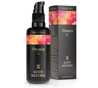 Satin Naturel Sérum Vitamine C Bio 100 ml - Sérum Visage Anti-Taches, Hydratant et Repulpant - avec Acide Hyaluronique - Antioxydant pour Peau Unifiée et Éclatante