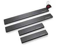 Satin noir Baguettes de seuil en acier inoxydable pour Citroen C3 Aircross II 2017 5 -porte. Confort de conduite accru grâce aux plaques de seuil résistantes aux acides - Protection contre les rayure