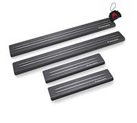 Satin noir&blanc Baguettes de seuil en acier inoxydable pour Volkswagen Tiguan II 2016 5 -porte. Confort de conduite accru grâce aux plaques de seuil résistantes aux acides - Protection contre les ra