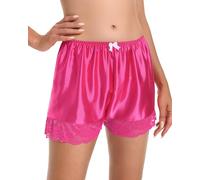 Satini Culotte Bloomer Femme Satin Dentelle Lingerie, Rose Vif, S