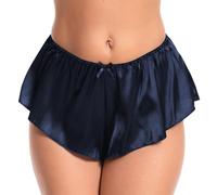 Satini Culotte Évasée Femme Satin Jambes Larges, Bleu Nuit, L