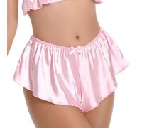 Satini Culotte Évasée Femme Satin Jambes Larges, Rose Clair, XL