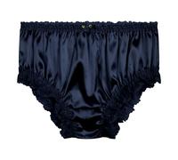 Satini Culotte Femme Satin Dentelle Fleur, Bleu Nuit, M