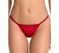 Satini Culotte Tanga Femme Satin Brillant Fleur, Rouge, XL