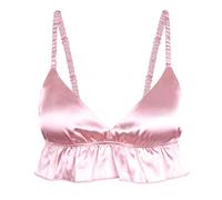 Satini efféminé Froufrou A Volants Ajusté Soyeuse Satin Lingerie Bralette (Rose Clair, XL)