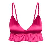 Satini efféminé Froufrou A Volants Ajusté Soyeuse Satin Lingerie Bralette (Rose Vif, M)