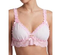 Satini efféminé Froufrou Dentelle Ajusté Transparente Bralette Soutien-Gorge (Blanc - Rose Clair, XL)