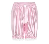 Satini Froufrou Dentelle efféminé A Volants Lolita Bloomer Shorts Soyeuse Satin Haut-de-Chausses (Rose Clair, M)