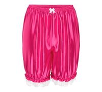 Satini Froufrou Dentelle efféminé A Volants Lolita Bloomer Shorts Soyeuse Satin Haut-de-Chausses (Rose Vif, XL)