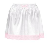 Satini Froufrou Dentelle efféminé A Volants Soyeuse Satin Slip Complet Jupon Jupe Dolly (Blanc, S)
