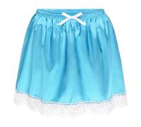 Satini Froufrou Dentelle efféminé A Volants Soyeuse Satin Slip Complet Jupon Jupe Dolly (Bleu-Vert, L)