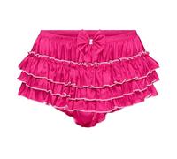 Satini Froufrou efféminé A Volants Shorty Slips Lingerie Soyeuse Satin sous-vêtements Culottes (Rose Vif, XXL)