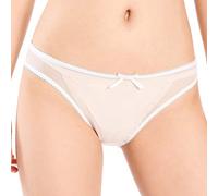 Satini Lingerie Bikini Nylon Mesh Tanga Culotte (Blanc, M)
