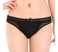 Satini Lingerie Bikini Nylon Mesh Tanga Culotte (Noir, S)