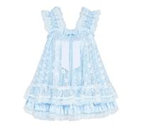 Satini Lingerie Satin efféminé Nuisette Volants Froufrou Dentelle Nuisette Déshabillé Cosplay Vêtements de Nuit Robe (Bleu Clair - Bleu Clair, XL)