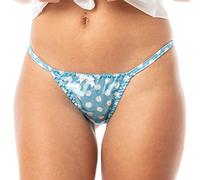 Satini Mesdames Belle Satin à Pois Culotte Bikini (Bleu-Vert - Pois, XL)