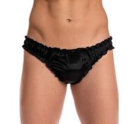 Satini Satin Frou-Frou efféminé String Tanga Caleçons Slips Culottes sous-vêtements (Noir, L)