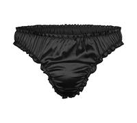 Satini Satin Frou-Frou efféminé String Tanga Caleçons Slips Culottes sous-vêtements (Noir, XXL)